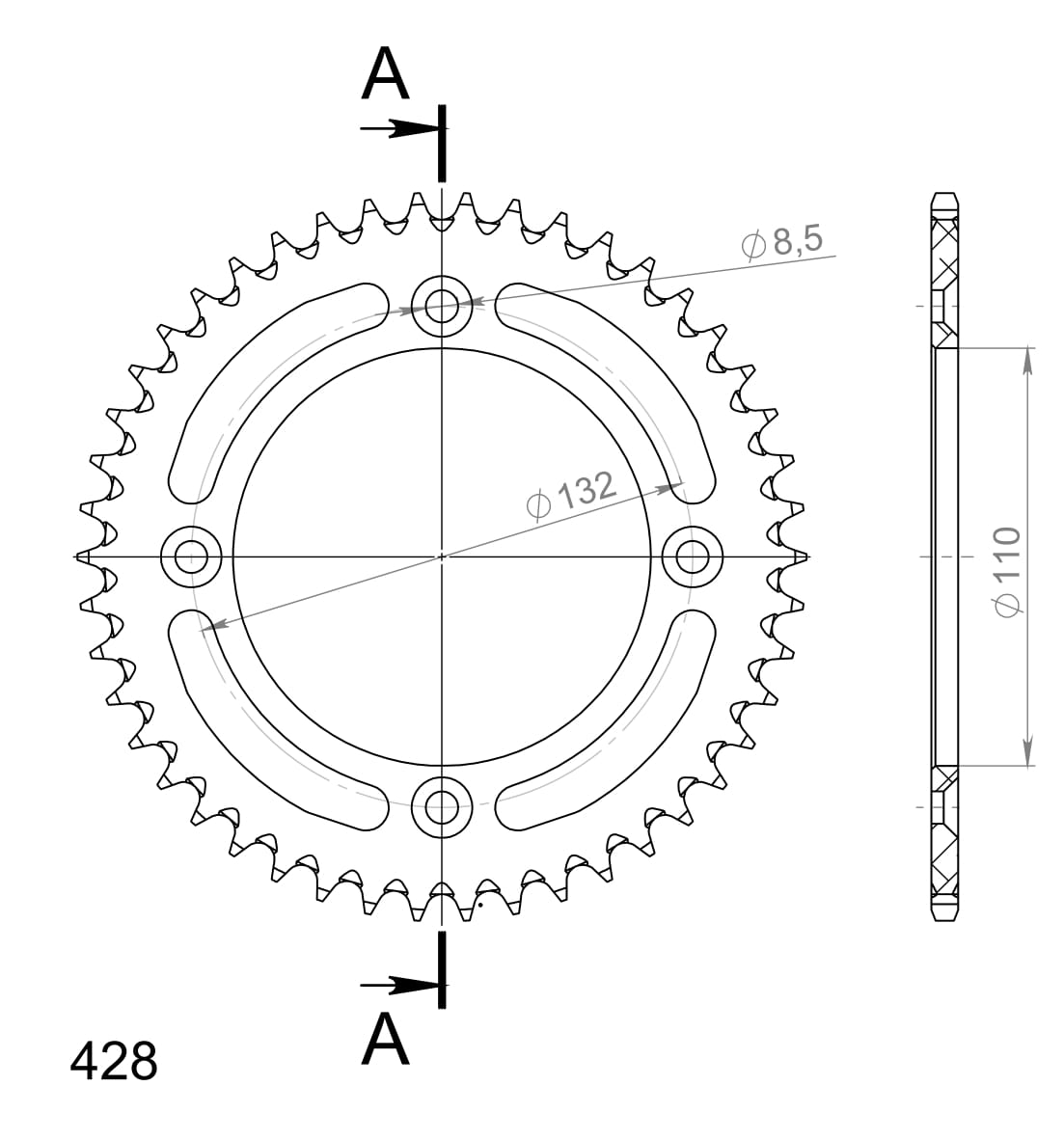 Supersprox Alumiini takaratas RAL-898:46 Hopea