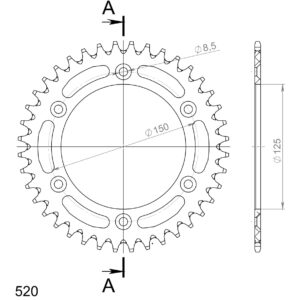 Supersprox Alumiini takaratas RAL-990:38 Hopea