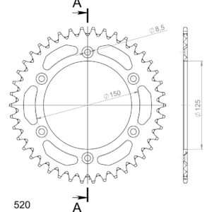 Supersprox Alumiini takaratas RAL-990:42 Hopea