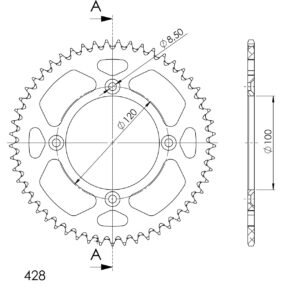 Supersprox Alumiini takaratas RAL-998:52 Kulta