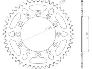 Supersprox Alumiini takaratas RAL-245/2:50 Musta