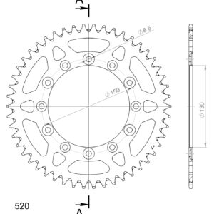 Supersprox Alumiini takaratas RAL-245/2:50 Musta
