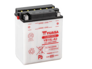 Yuasa akku, YB14L-A2 (cp) Happopatruuna mukana (4)